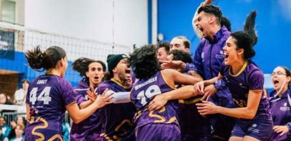 A sports team celebrating victory at the Indigenous Nationals