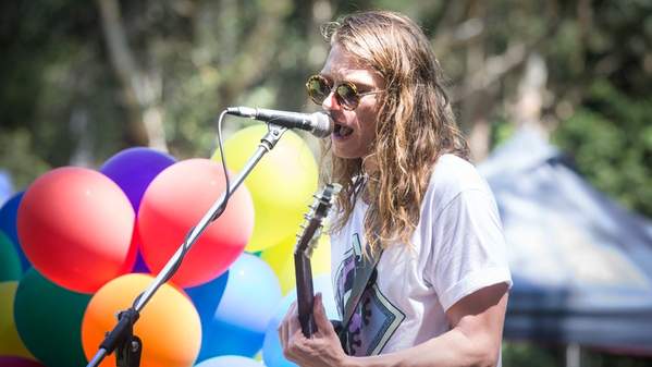 Image of artist performing at Yours and Owls festival