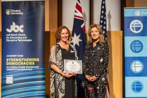 Fulbright Scholar Amelia Katanski with US Ambassador Caroline Kennedy