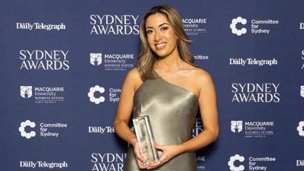 Graduate medicine student Alexia Paglia at the 2024 Sydney Awards where she was named Young Sydneysider of the Year