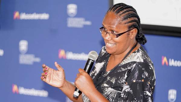 A speaker addresses delegates at the Achieving Ocean Equity conference.