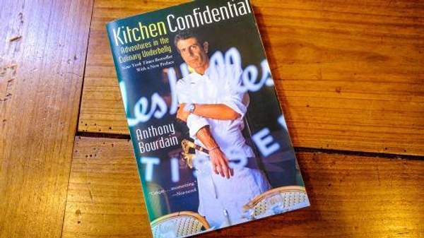 The cover of celebrity chef Anthony Bourdain's book Kitchen Confidential.