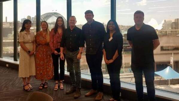 Dr Sabine Allida (Research Fellow), Dr Julee McDonagh (Senior Research Fellow), Kirsten Parker (PhD Candidate), Dr John Rihari-Thomas (Senior Lecturer), Professor Caleb Ferguson, Reejamol John (UOW Visiting Fellow and Clinical Nurse Specialist) and Scott Williams (Associate Research Fellow).