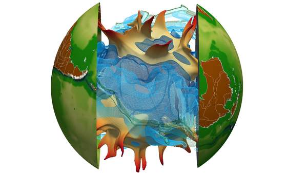 Computer model of deep Earth structures. Ground-breaking research by Dr Nicolas Flament into the hot structures deep in the Earth suggest they could be much more fluid than once supposed.
