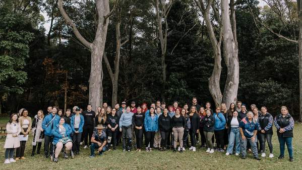 A group of UOW students and staff and students from Georgian College, Cambria College and Algonquin College in Canada, who are visiting as part of the First Nations Study Tour 2024. Photo: Michael Gray