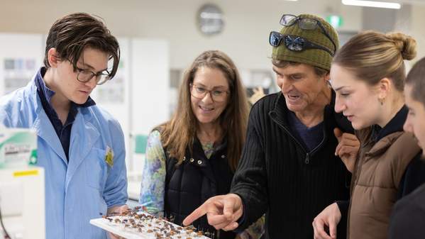 Parent and student attendees during a lab tour at UOW Open Day 2023. Photo: UOW