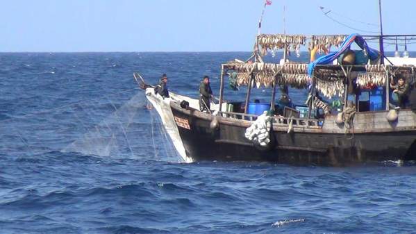 North Korean fishing boat operating illegally in Russian waters.