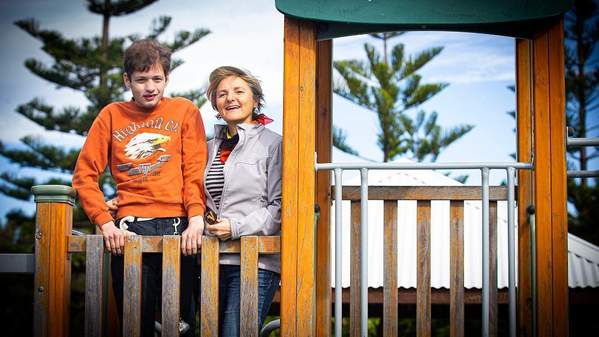 Dr Shoshana Dreyfus with her son Bodhi