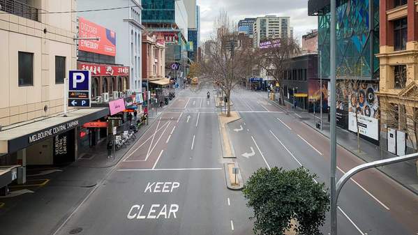 Shutterstock image Melbourne CBD during lockdown. Timothy Lau / Shutterstock.com