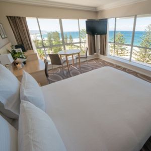 bed with ocean view