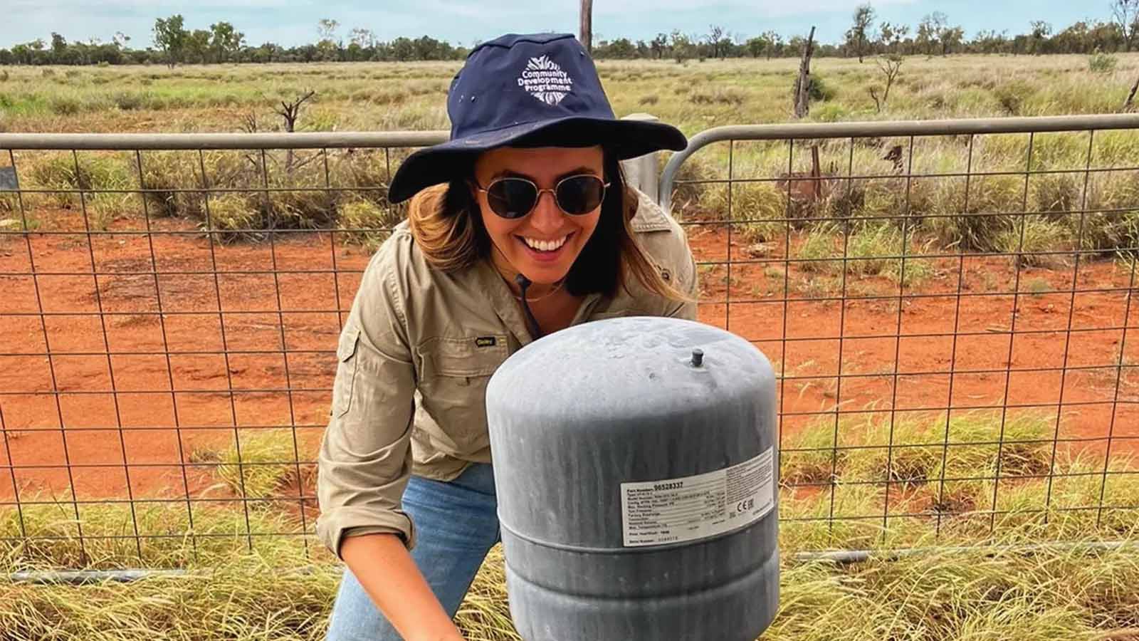 UOW graduate Rebecca Pink working as an engineer in remote Alice Springs.