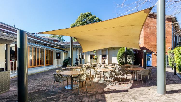 The outdoor dining area at International House