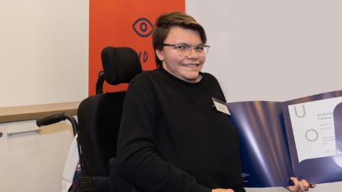 Jarred posing at UOW scholarship event