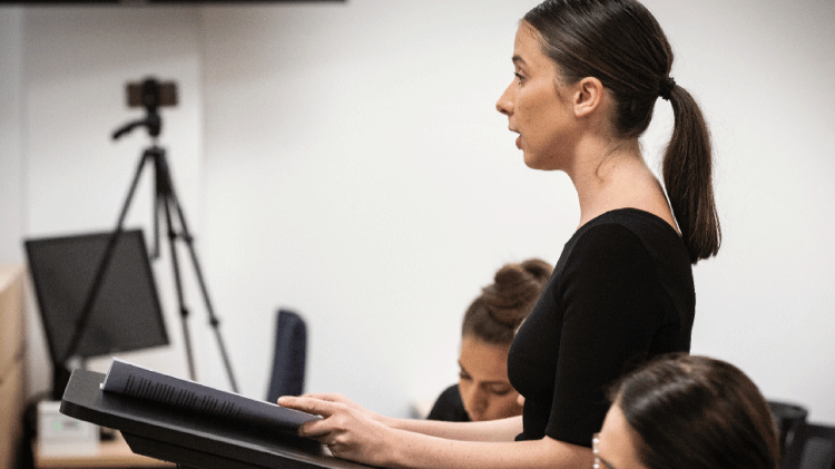  female student speaking in court