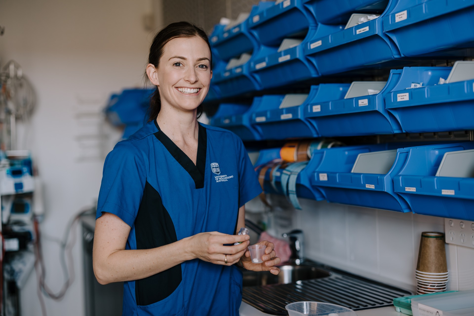 Female nursing student in lab