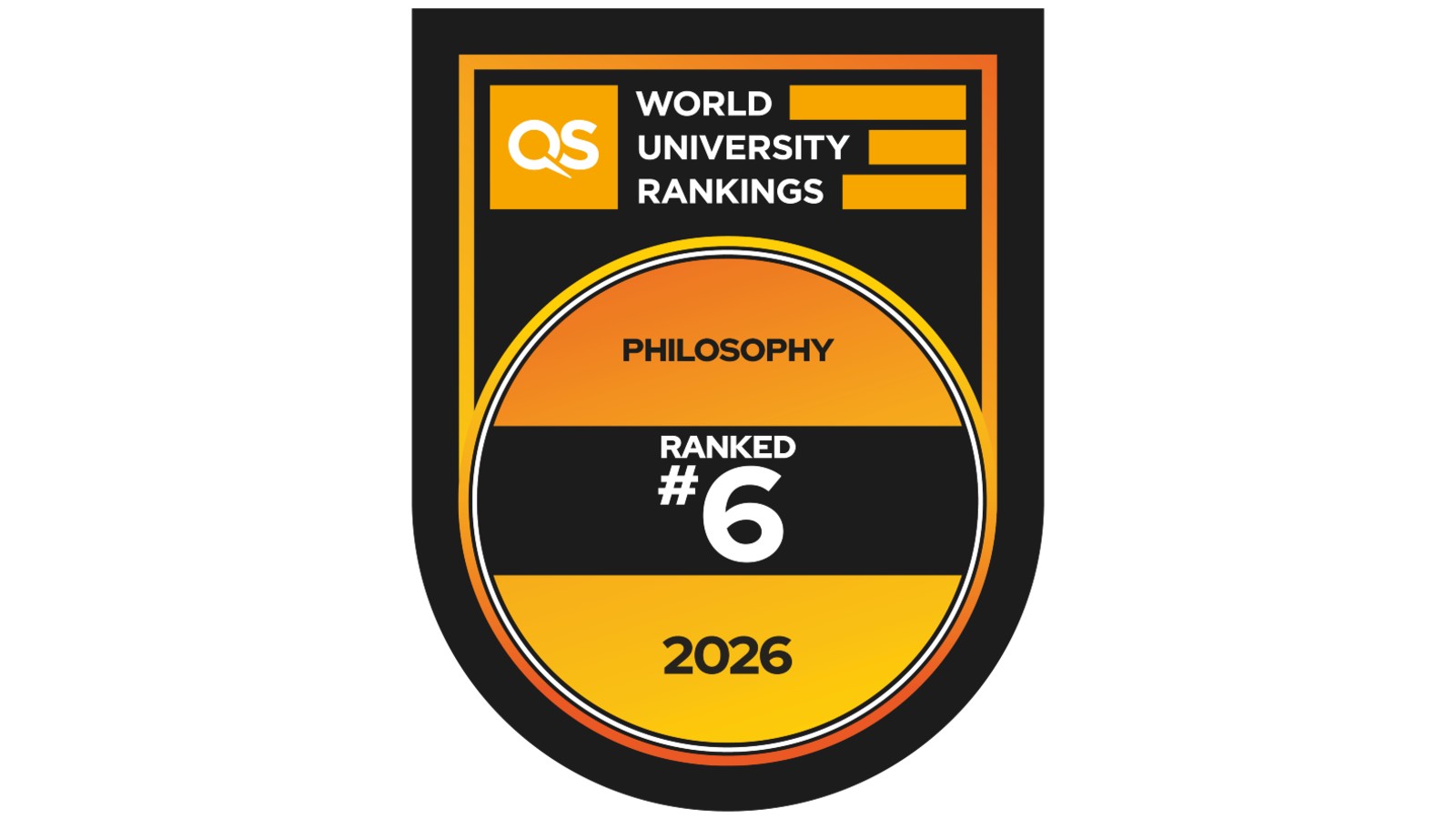 QS world university rankings for philosophy #6 2026 badge