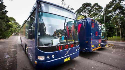 A UOW branded bus