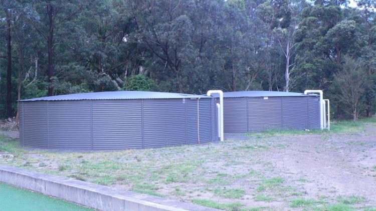 Rainwater tanks at the sports hub