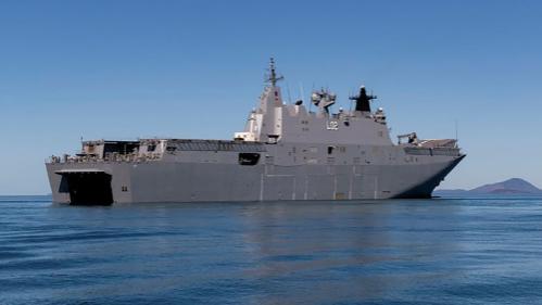 Defence ship at sea