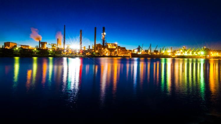 steel works at night