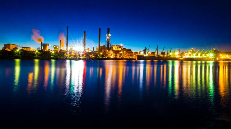 steel works at night