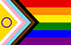Progress Pride Flag featuring horizontal rainbow stripes with a chevron design on the left, including colors for inclusivity and a circle symbolizing intersex.