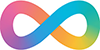 A colorful infinity symbol with a seamless gradient flowing from pink to blue, then yellow and green, conveying a sense of continuity and harmony.