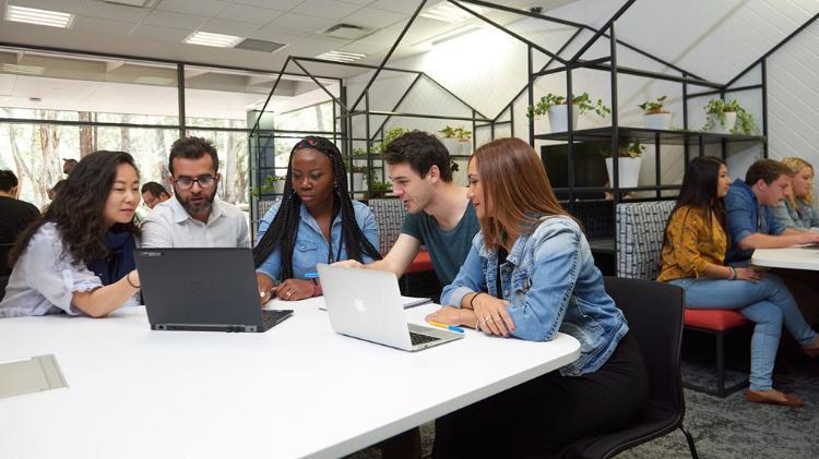 Students working in UOW library