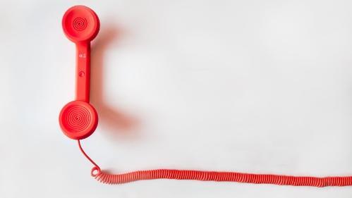 red corded phone