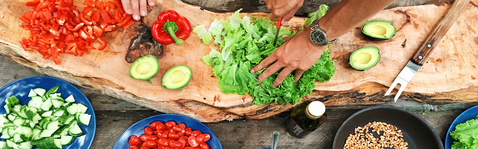 Two people preparing a meal