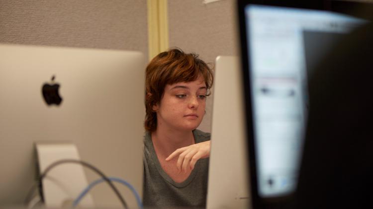 Student sitting at computer