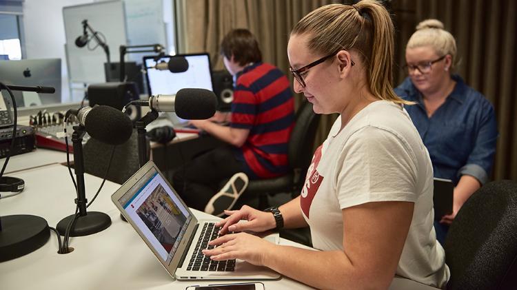 Students in Radio studio