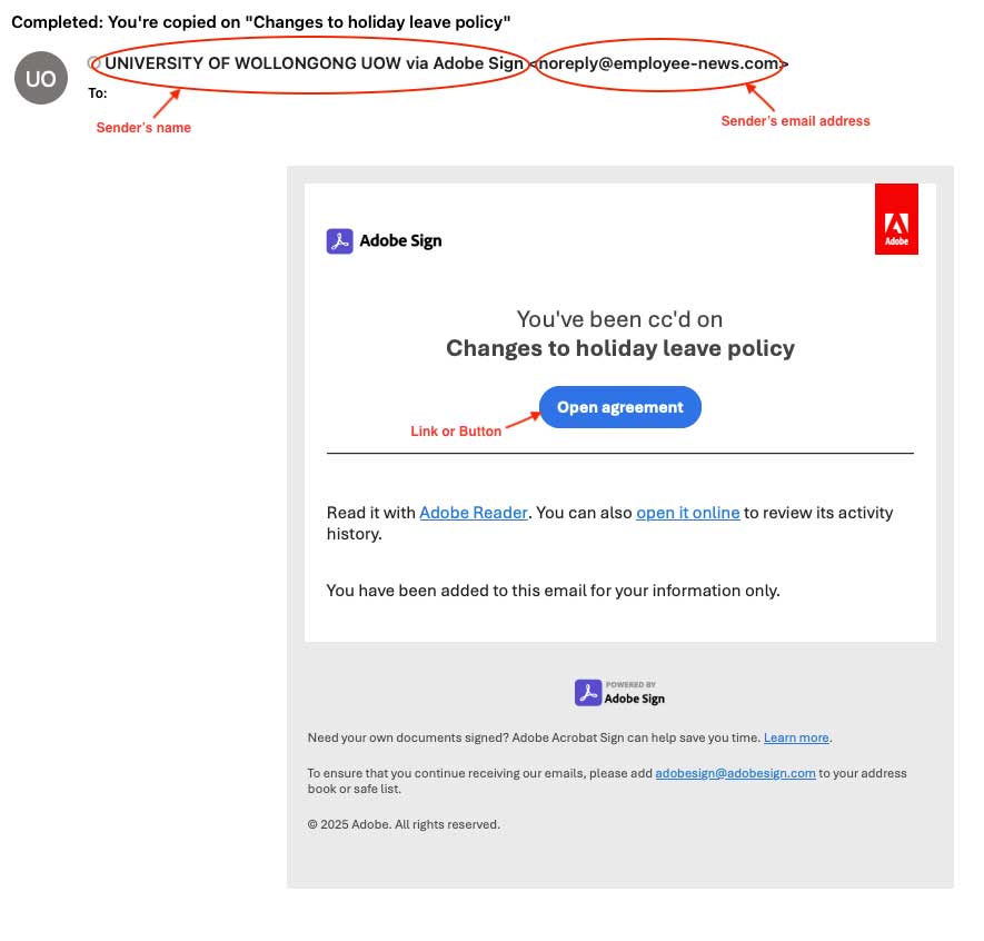 Phishing email