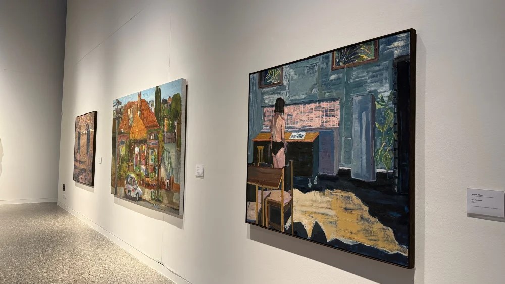 Art hanging on a wall in an art gallery