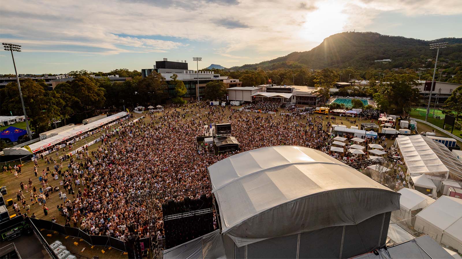 A birds-eye-view of thousands of people at UOW for Yours and Owls festival