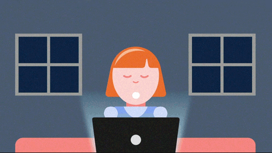 An illustration of a student doing an all-night study session