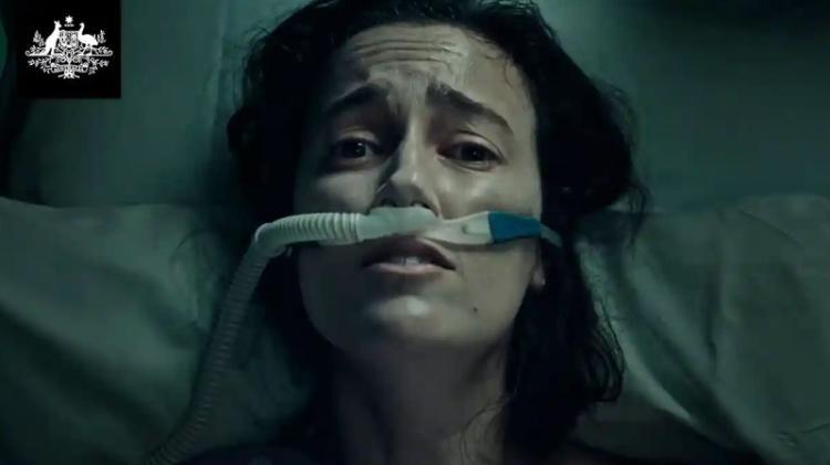 A woman on a ventilator.