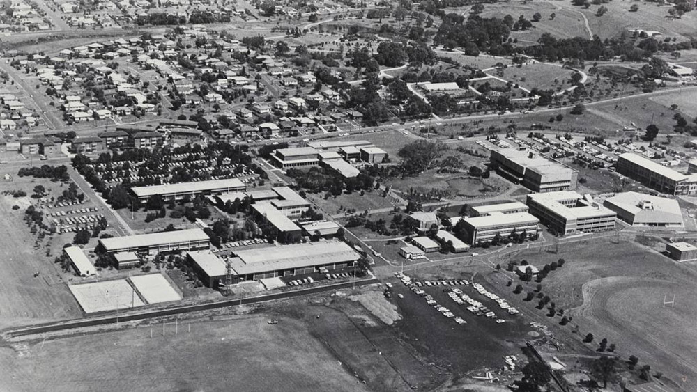 UOW Wollongong campus aerial view circa late 1970s