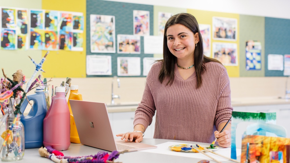 An education student in classroom