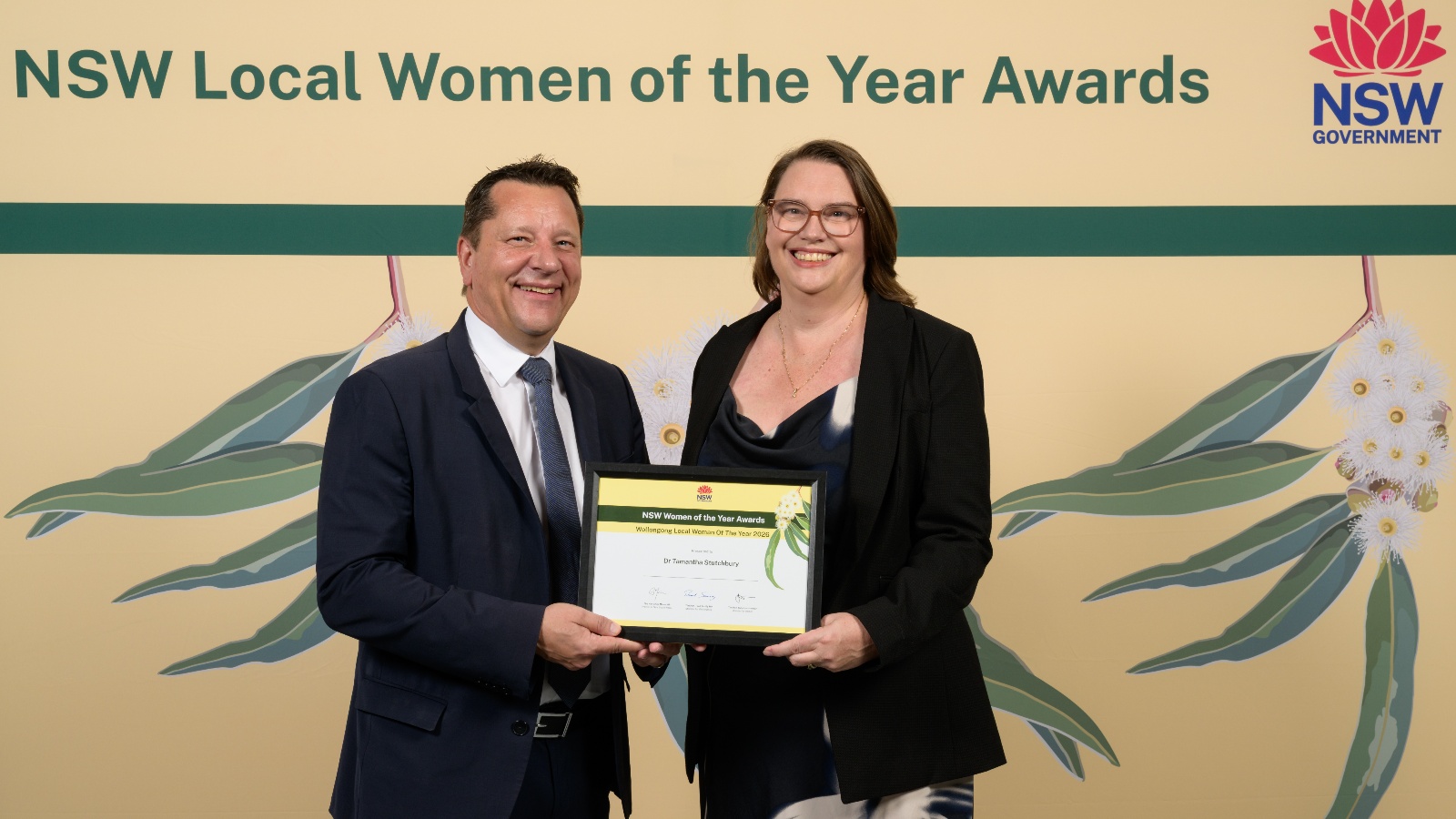 Tamantha Stutchbury and The Hon. Paul Scully MP at the NSW Women of the Year Awards, March 2026.Credit: NSW Women of the Year Awards 2026, Jesse Taylor Photography