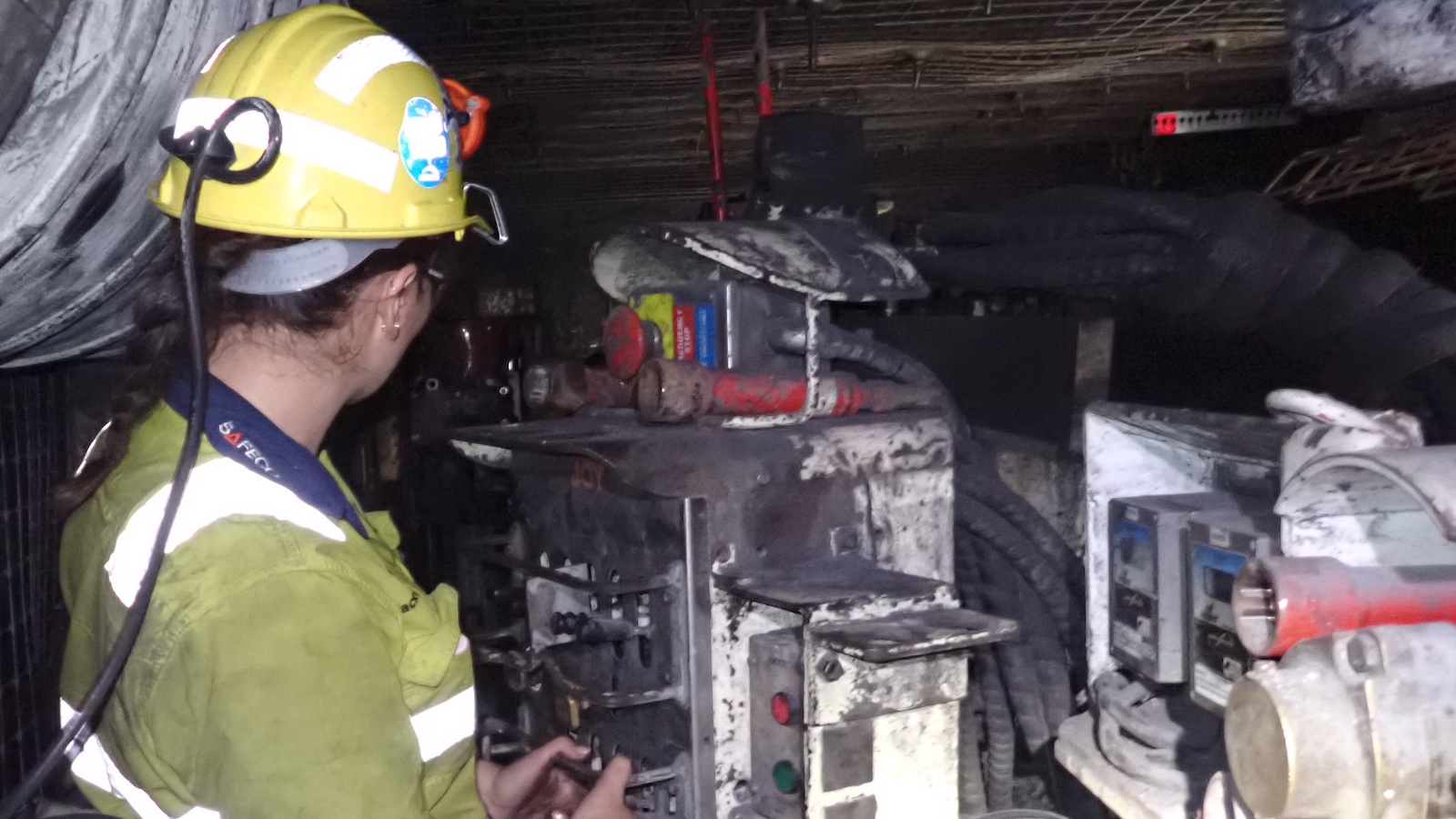 Mackenzie Cini in the mines at her internship