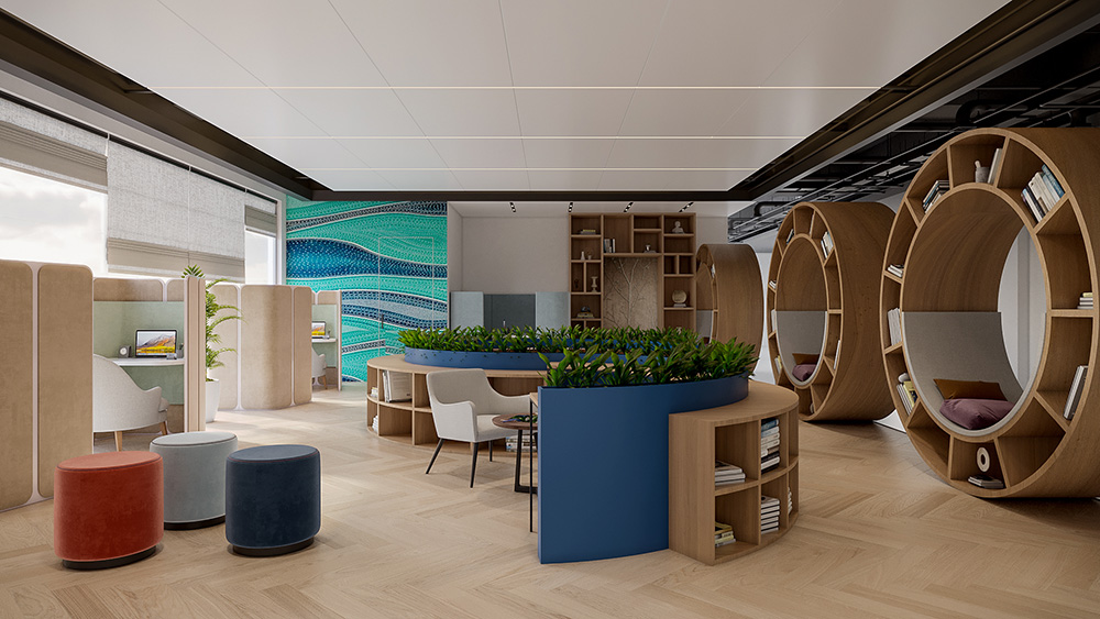 Rendering of UOW India library interior