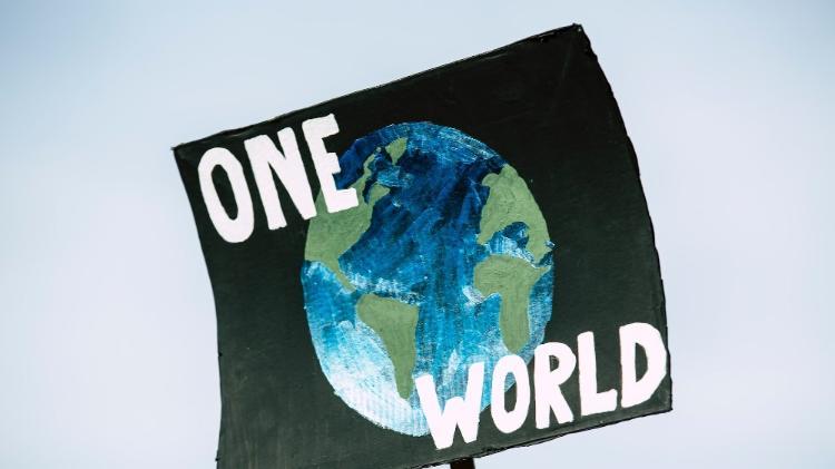 Art post with the world between the words 