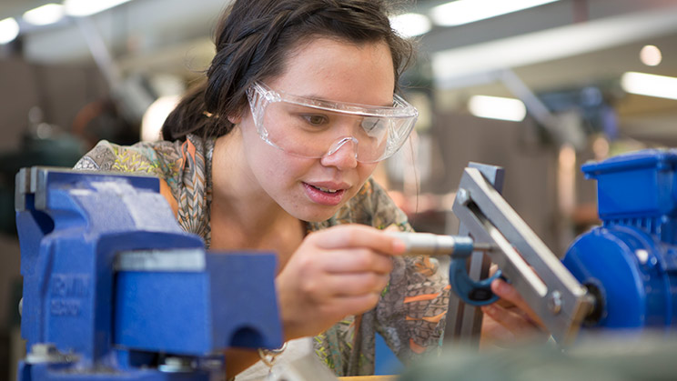 Engineering student works in a laboratory