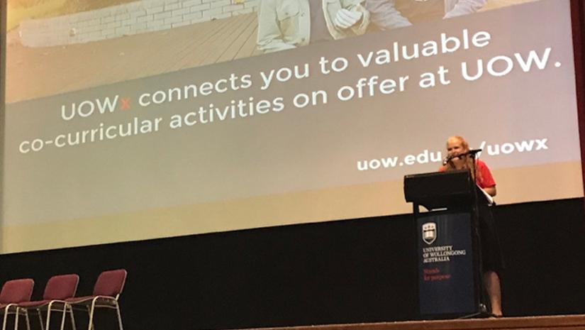 UOW student Cassie presenting for the UOWx program
