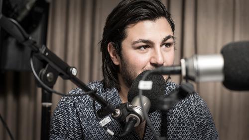 UOW student Jake Troncone in a media studio