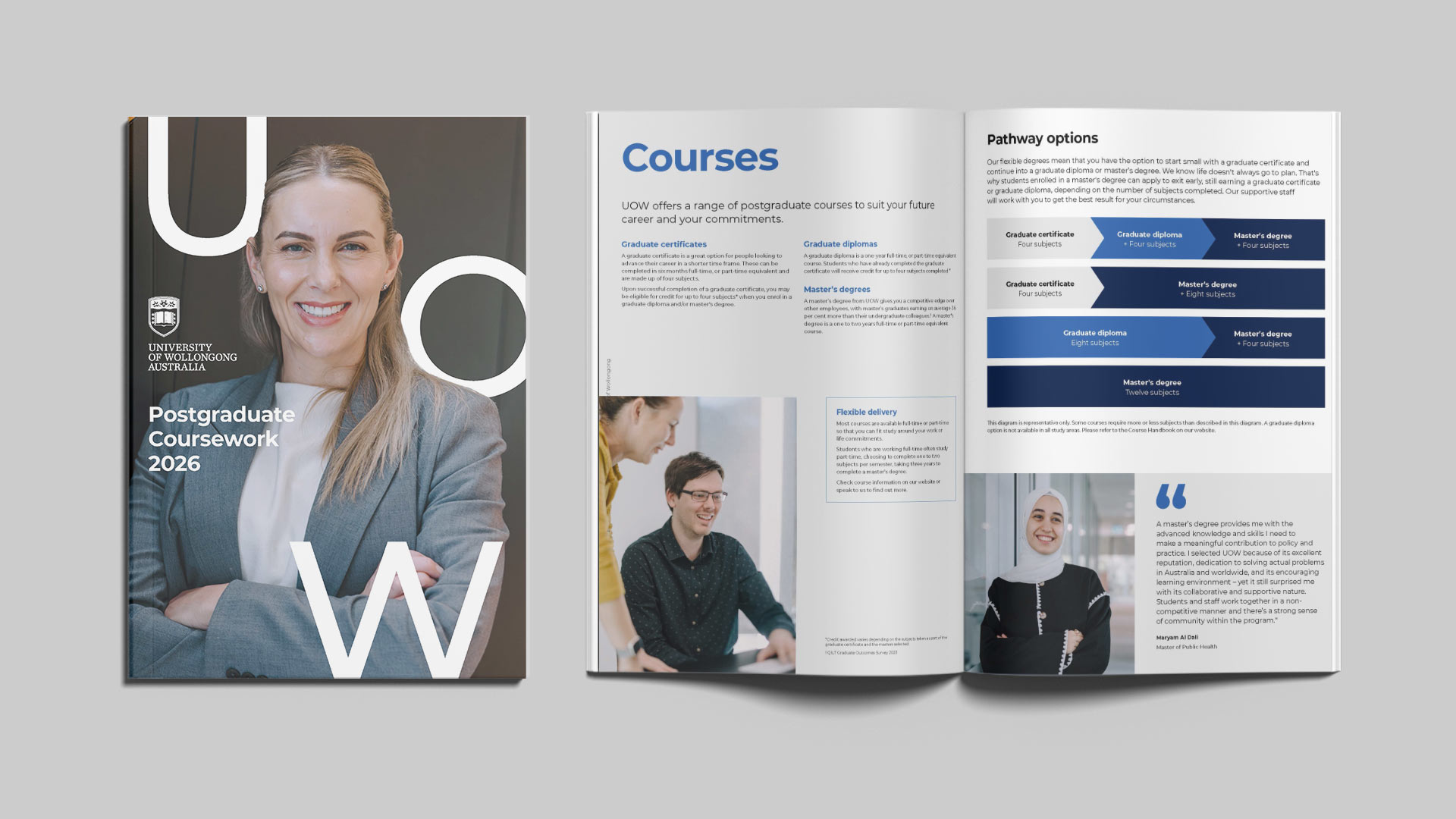 Front cover and inner spread of the 2026 courseguide