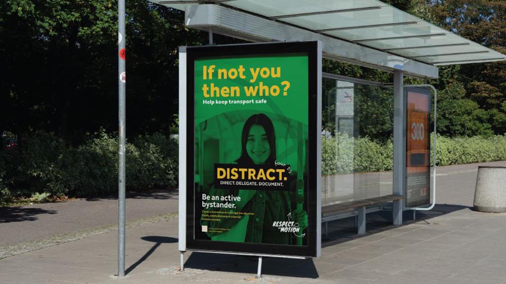 A poster at a bus stop