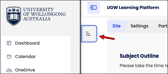 Screenshot Moodle page- Coursemenu