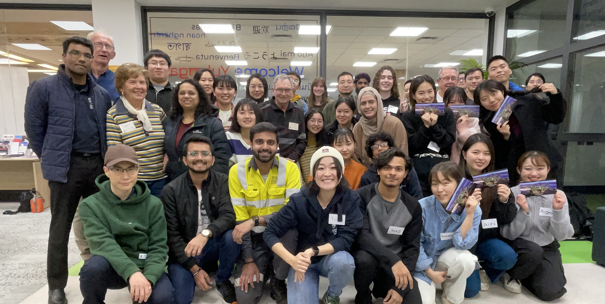 A group of students smiling at the camera